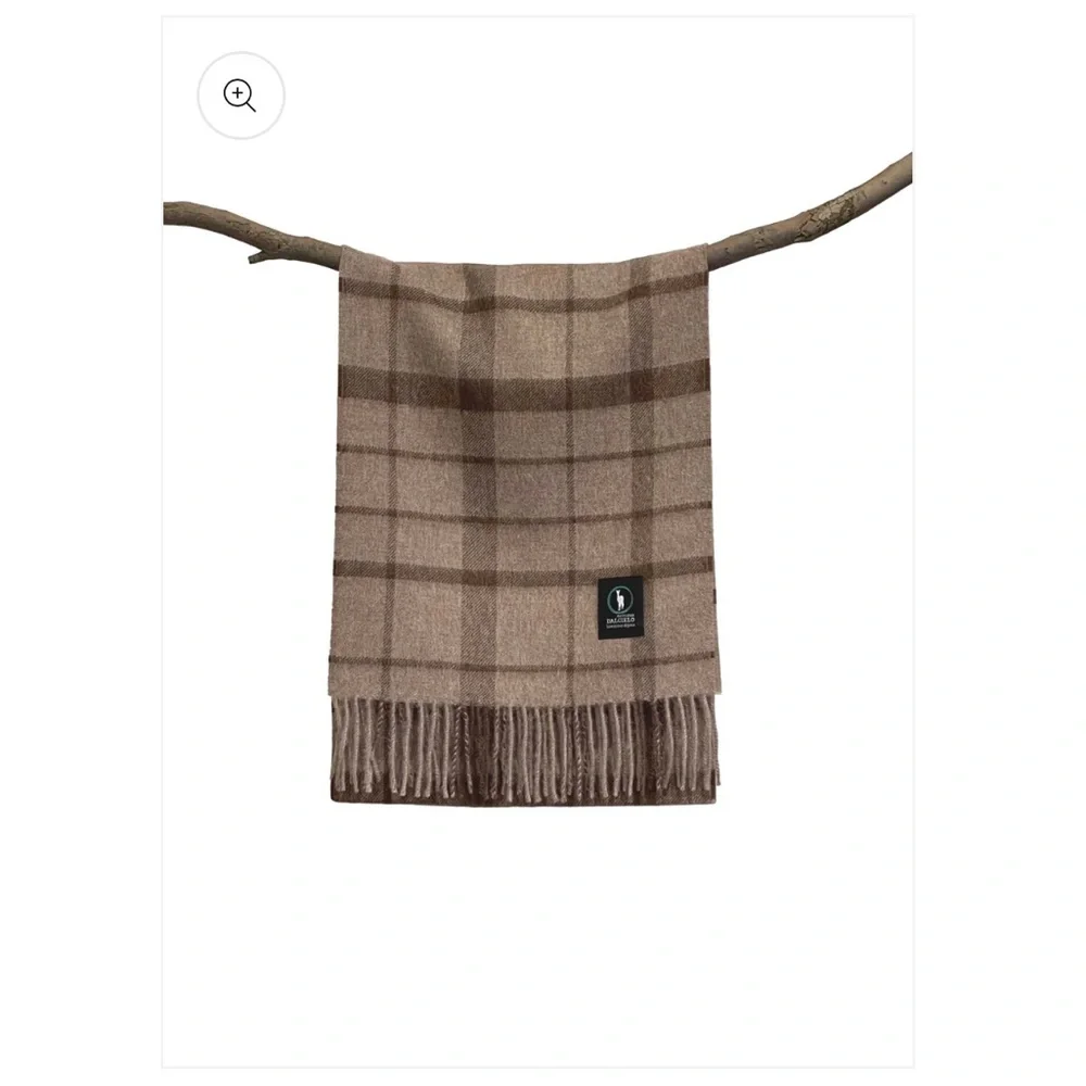 New Dalcielo Baby Alpaca Check Scarf Eco Friendly Rose Grey Brown